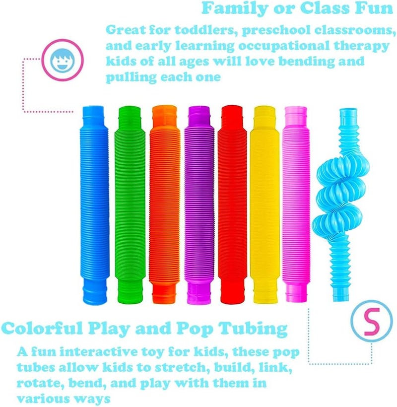 Neec 32Pack Pop Tubes, Fidget Tubes for Children and Aldult Sensory Fidget Toy Set for Stress and Anxiety Relief Educational Learning Toys for Kids - Image 3