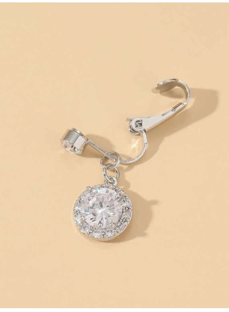 veya Luxury women's navel ring featuring crystal embellishments and an elegant circular design – silver navel jewelry suitable for special occasions and everyday wear. - Image 3
