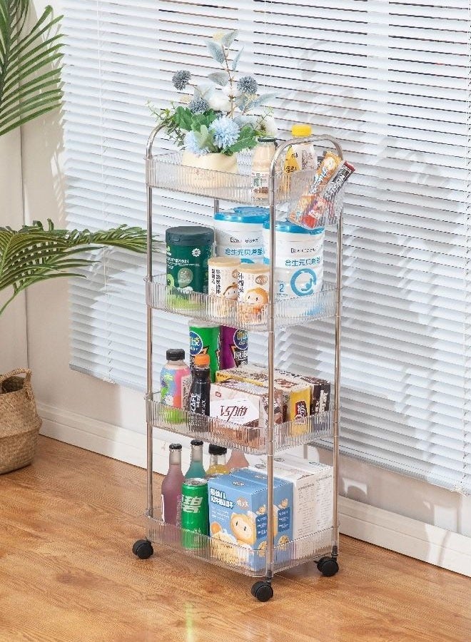 FLYROAD 4 Tier Rolling Cart, Rolling Storage Cart with Wheel, Utility Cart Easy Assembly, Storage and Organization for Bathroom Kitchen Office Bedroom Salon Craft Room Nursery - Image 1