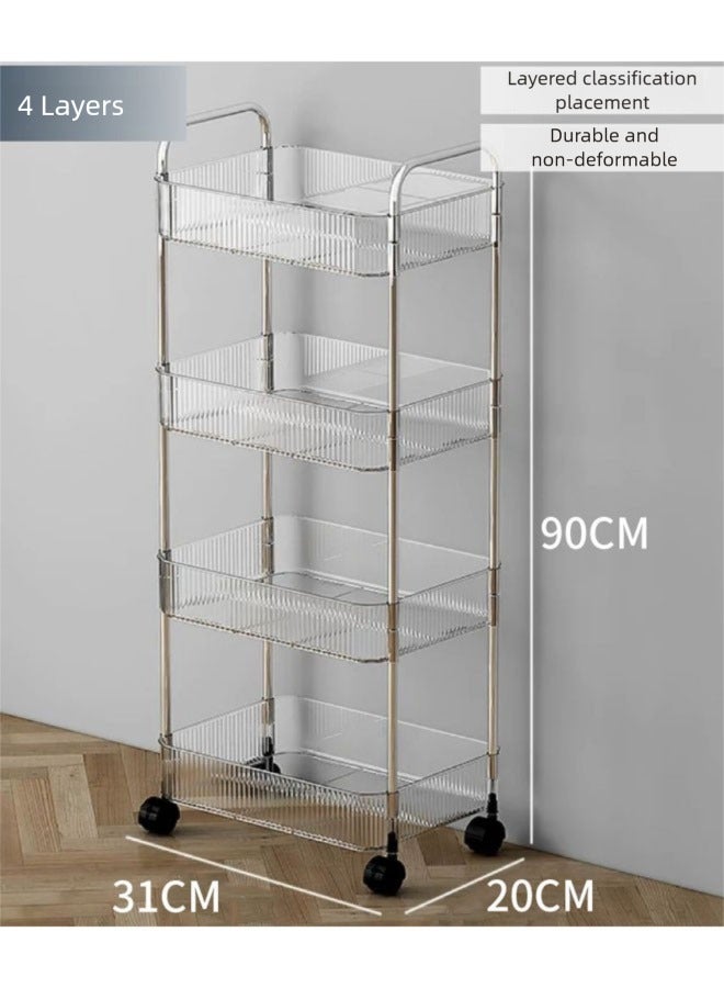 FLYROAD 4 Tier Rolling Cart, Rolling Storage Cart with Wheel, Utility Cart Easy Assembly, Storage and Organization for Bathroom Kitchen Office Bedroom Salon Craft Room Nursery - Image 2