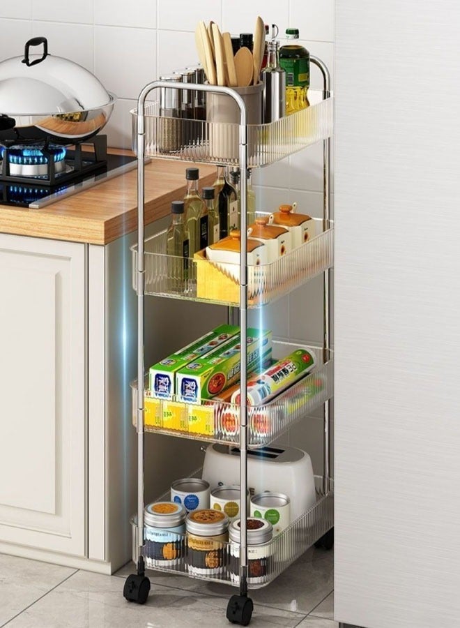 FLYROAD 4 Tier Rolling Cart, Rolling Storage Cart with Wheel, Utility Cart Easy Assembly, Storage and Organization for Bathroom Kitchen Office Bedroom Salon Craft Room Nursery - Image 3