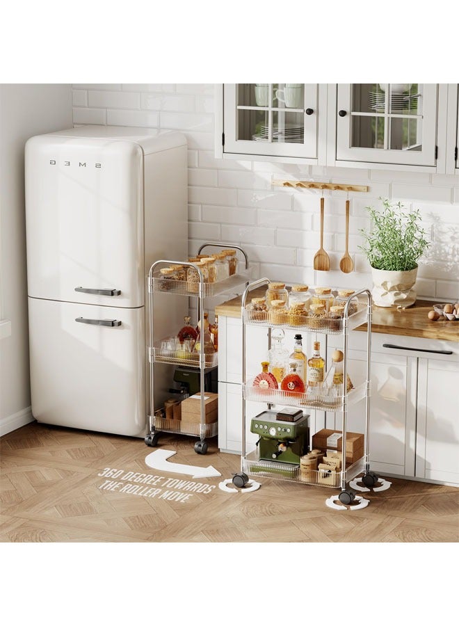 FLYROAD 4 Tier Rolling Cart, Rolling Storage Cart with Wheel, Utility Cart Easy Assembly, Storage and Organization for Bathroom Kitchen Office Bedroom Salon Craft Room Nursery - Image 4