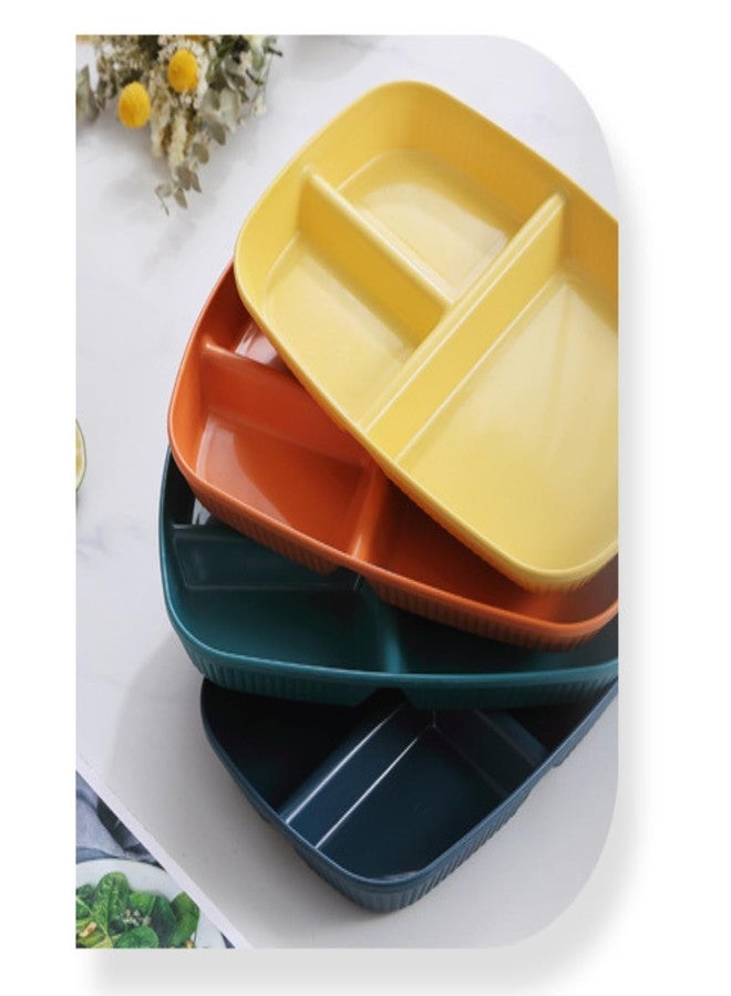 Amillee Wheat Straw Rectangular Divided Plates for Healthy Eating, 3 Sections Dinner Plates for Adults, Kids, Campers, and Portion Control, Microwave and Dishwasher Safe Dish (Pack of 2, Yellow) - Image 4