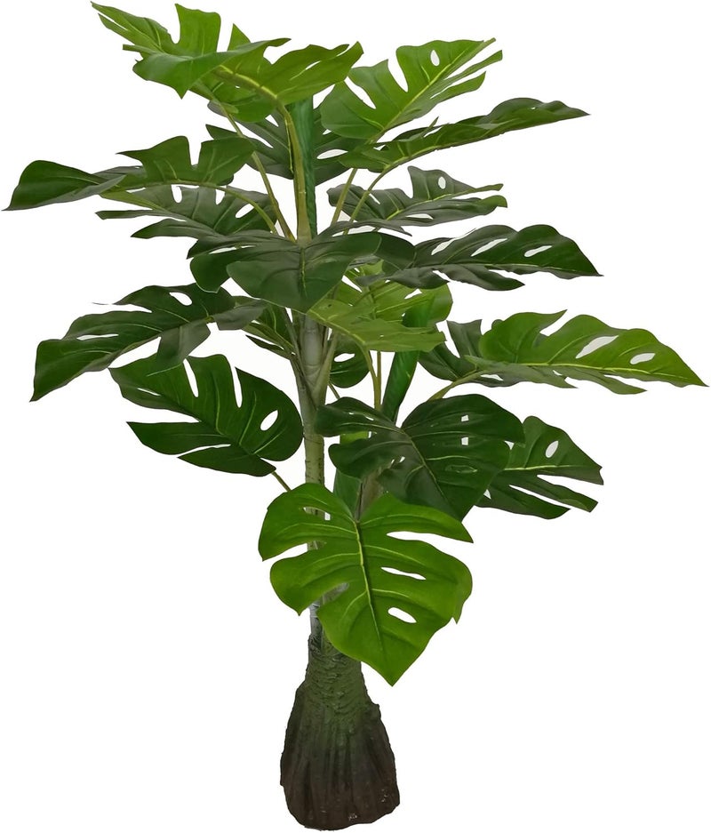 AMERIQUE Pair Gorgeous 2 Feet Tropical Monstera Tree Artificial Silk Plant with Decorative  Standable Trunk UV Protection Feel Real Technology 25 Each Green - Image 2