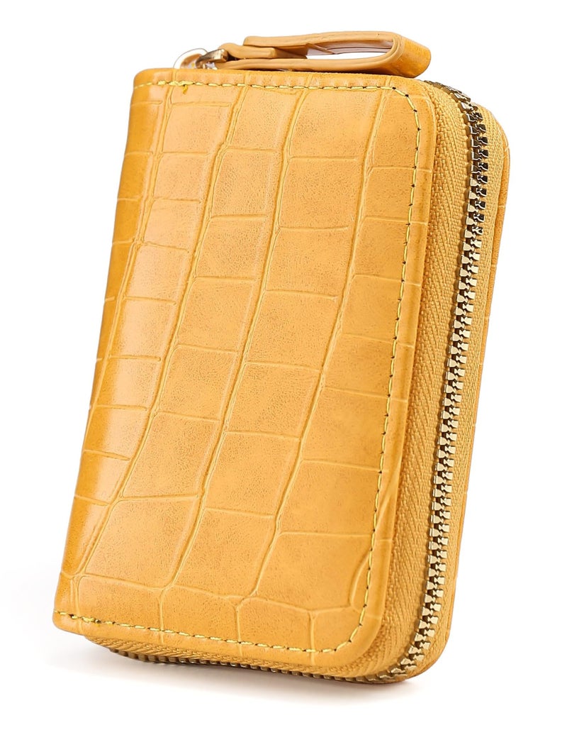 Elios Women's Card Holder Wallet Vegan Leather Card Holder Compact Ladies Purse with 9 Card Slots, and RFID Blocking | Zip Closure | Mini Purse for Women (Yellow) - Image 2