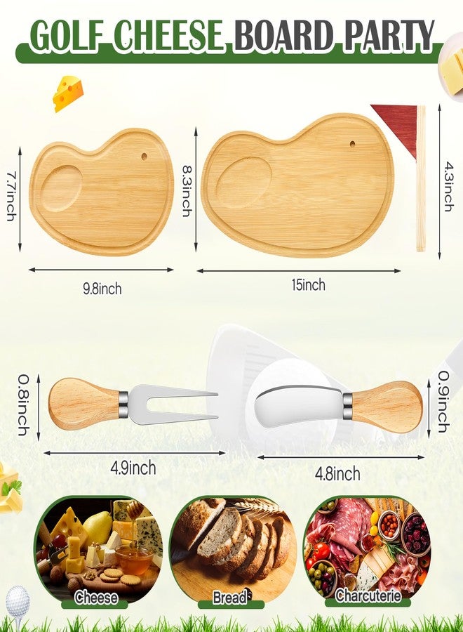 Ziliny Golf Cheese Board Gift Set Golf Party Favor Prizes Charcuterie Wood Board with Knives and Box Father Day Gift for Dad Grandpa Party Tournament Game(Bamboo Color,15 x 8.3 x 0.47 ") - Image 2
