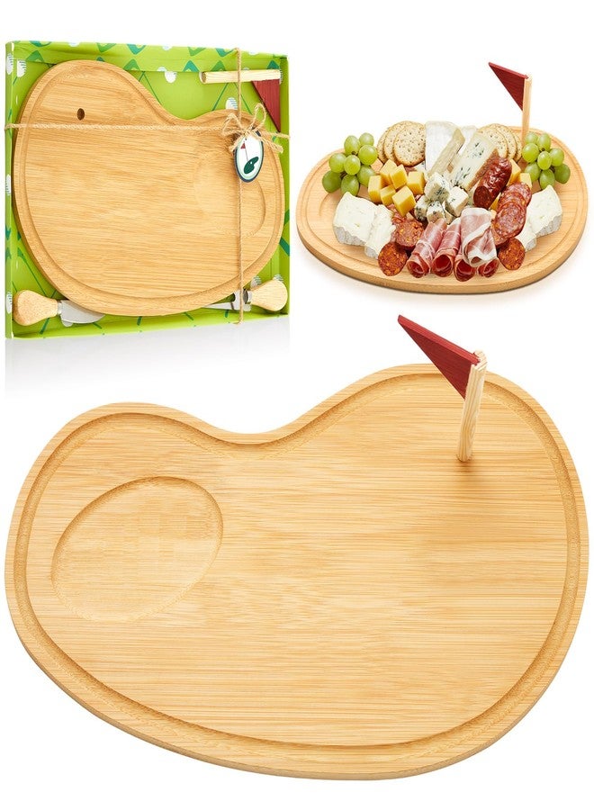 Ziliny Golf Cheese Board Gift Set Golf Party Favor Prizes Charcuterie Wood Board with Knives and Box Father Day Gift for Dad Grandpa Party Tournament Game(Bamboo Color,15 x 8.3 x 0.47 ") - Image 1