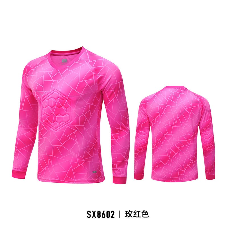 Generic Goalkeeper Jersey Equipment Mens Football Goalkeeper Clothing Tops and Trousers Printed Childrens Training Game Shorts Wholesale Sx8602-rose red