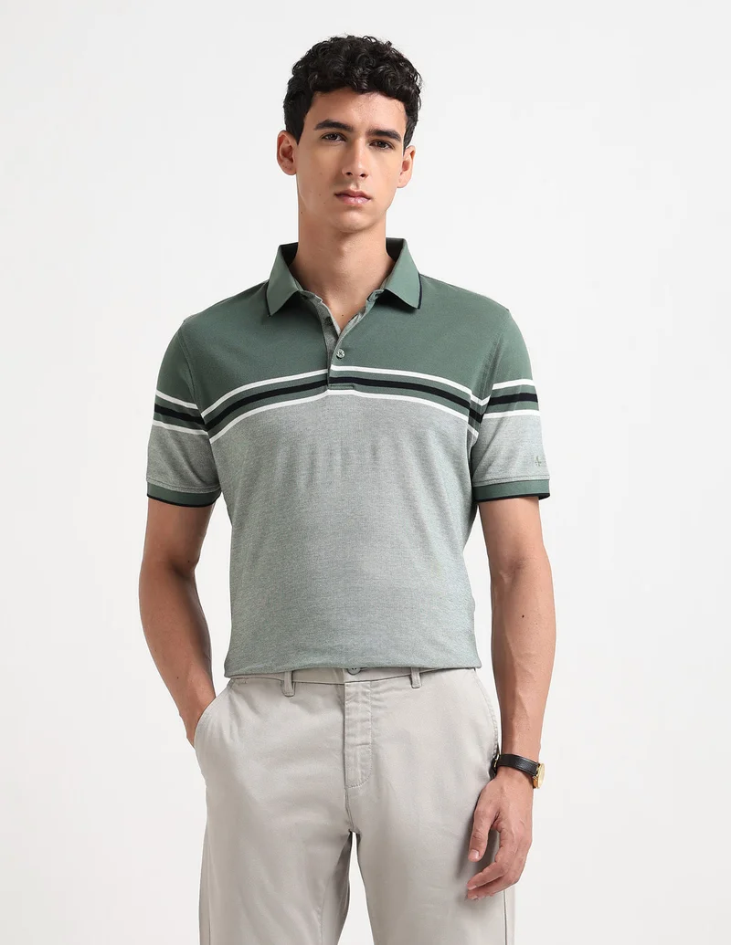 Arrow Pure Cotton Colorblocked Polo Shirt