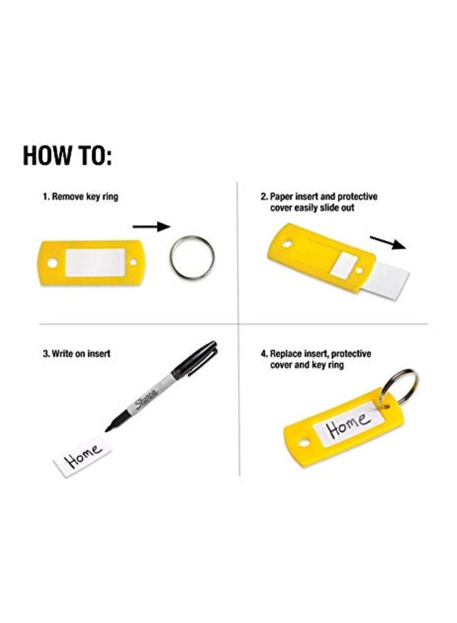 Lucky Line Flexible Colored Plastic Key Tag with 3/4" Split Ring in Yellow, 50 Tags (16980) - Image 2