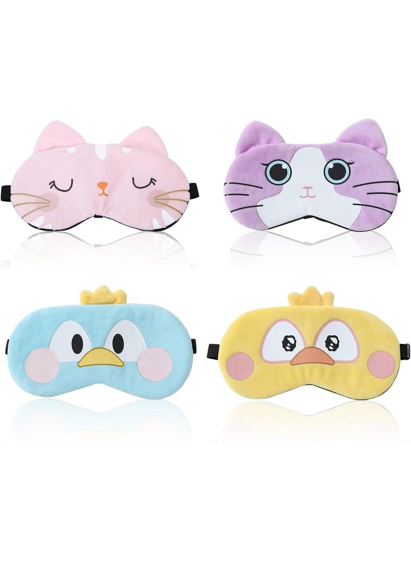 أقنعة النوم للأطفال ، أقنعة النوم ، 4 أقنعة عيون حيوان لطيف ، أشرطة الكتف قابلة للتعديل ، أقنعة النوم الكرتونية ، أقنعة النوم الناعمة ، مناسبة لقيلولة ، السفر ، التخييم - Image 1