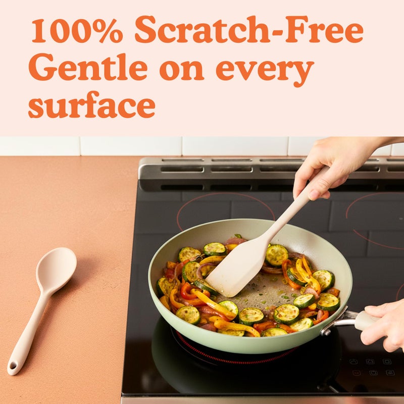 Ziruma Non-Toxic Platinum Silicone Kitchen Utensil Set of 8 â€“ Non-Scratch Cooking Spoons & Spatulas, 100% Plastic Free, Stainless Steel Core, Heat Resistant 500Â°F, Beige - Image 5