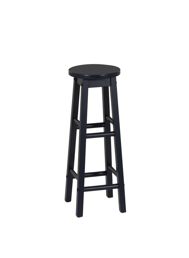 Linon Zeke Navy Blue Solid Wood Backless Round Counter Stool with 24 Inch Seat Height - Image 1