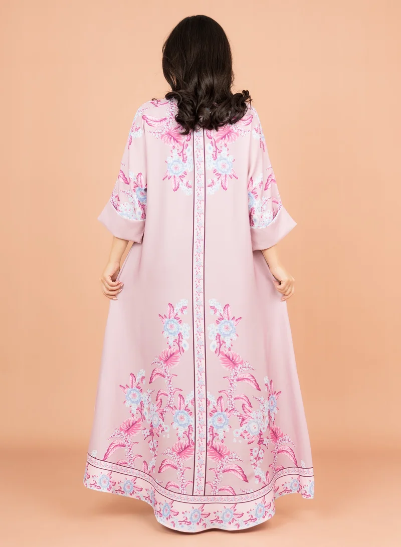 IKKXA Crystal Enchant Print Jalabiya IK1017 Pink