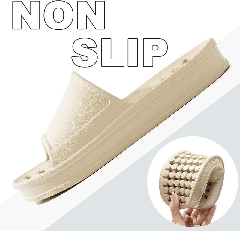 GETOEU Shower Shoes for Women and Men with Drain Holes Massage Slide Sandals Soft Cushioned Anti-Slip Pool Slides Comfort Thick Soled Gym Shower Shoes Quick Drying Bathroom Spa Slippers - Image 4