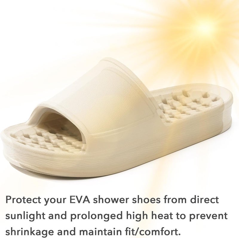 GETOEU Shower Shoes for Women and Men with Drain Holes Massage Slide Sandals Soft Cushioned Anti-Slip Pool Slides Comfort Thick Soled Gym Shower Shoes Quick Drying Bathroom Spa Slippers - Image 5