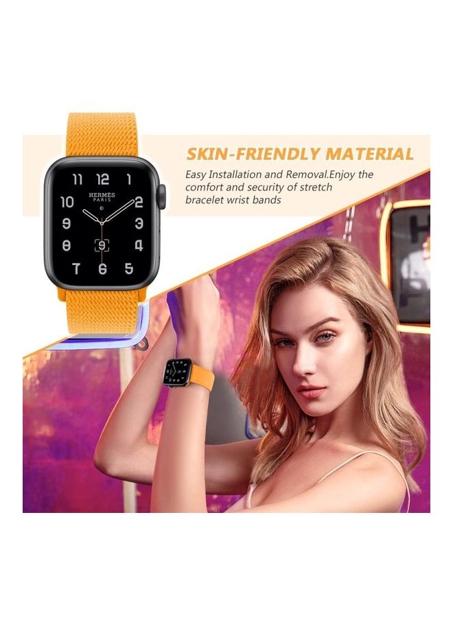 NIBEMINENT Replacement Watchband For Apple Watch Series 7 45mm/6 & SE 5 4 44mm/3 2 1 42mm Yellow - Image 5