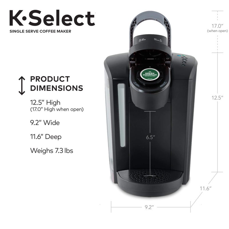 Keurig صانعة القهوة كيريج K-Select ذات الكوب الواحد، أسود غير لامع - Image 3