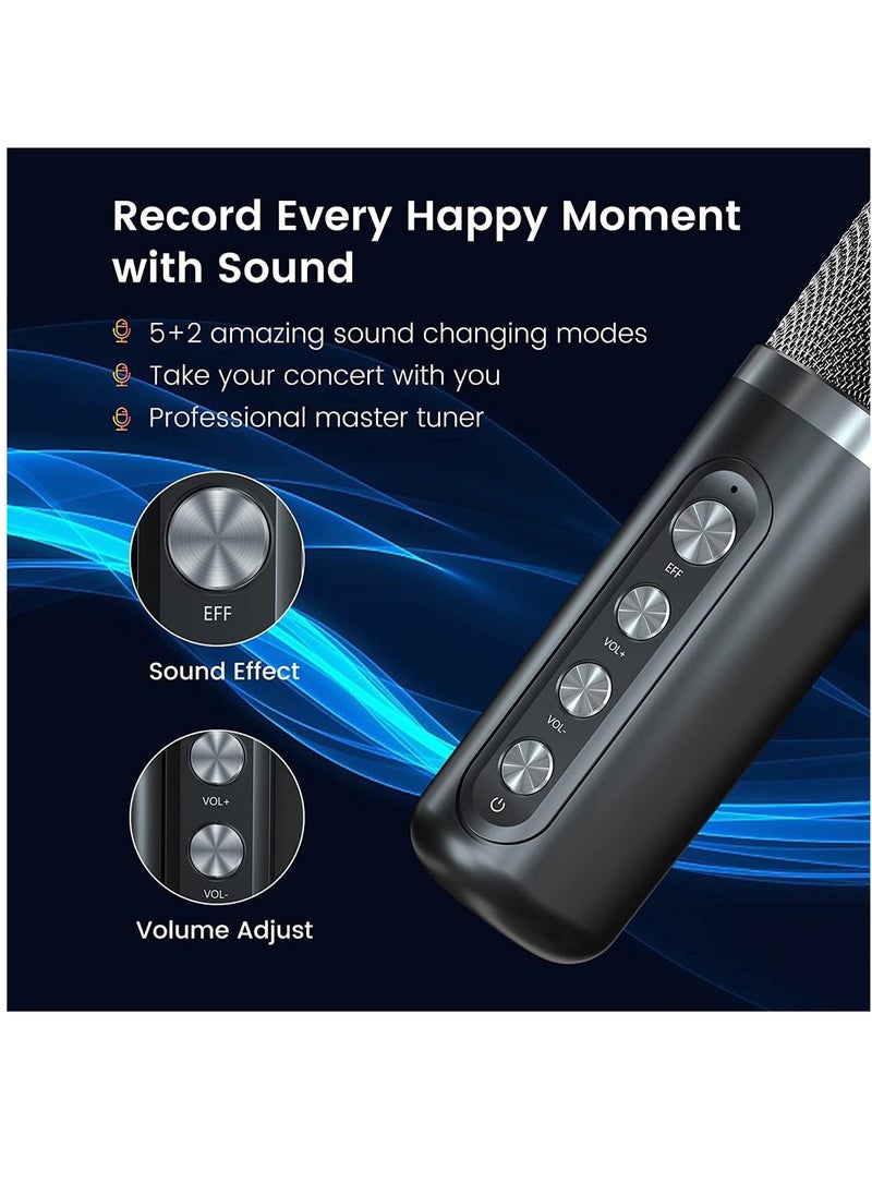 Arabest Bluetooth Speaker with 2 Wireless Microphones, Upgraded Pa Speaker System, Singing Machine with Echo and Vocal Cut, Support Tf, Aux-In, Suitable for Party, Conference, Wedding (Black)  - Image 4