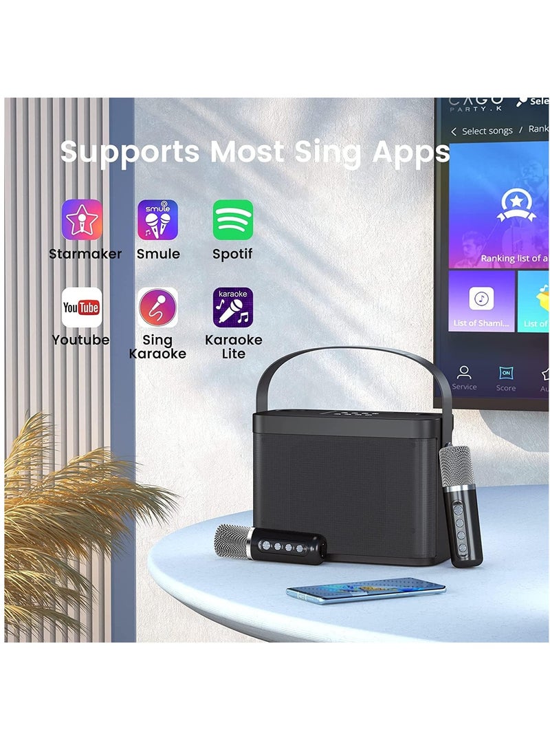 Arabest Bluetooth Speaker with 2 Wireless Microphones, Upgraded Pa Speaker System, Singing Machine with Echo and Vocal Cut, Support Tf, Aux-In, Suitable for Party, Conference, Wedding (Black)  - Image 2