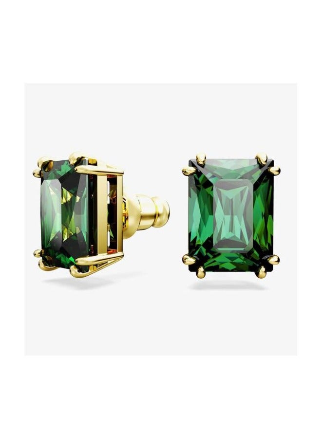 SWAROVSKI أقراط ستيللا stud بتصميم مستطيل، أخضر، مطلي بالذهب - Image 2