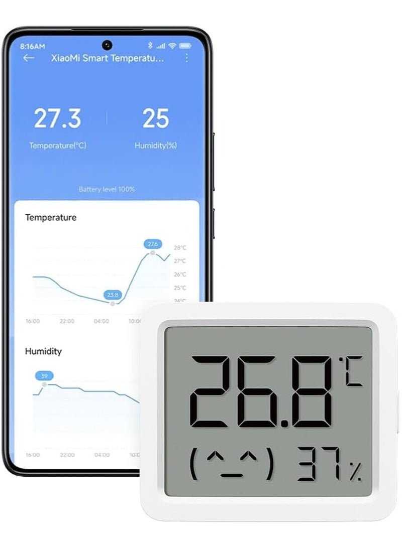 Xiaomi Smart Temperature and Humidity Monitor 3 Mini, LCD Display, Real-time monitoring, Comfort-Level Reminders With Expressive Icons, Bluetooth 5.0, Industrial-Grade Sensor, White | MJWSD06MMC - Image 1