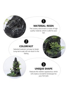 Generic Fish Tank Rockery, Aquarium Decoration Resin Moss Stone Ornament Aquarium Mountain View Ornament Rock Hiding Cave Stone Resin Tree Fish Tank Decoration Fish Shlter Hiding Decor, 1 Pcs  - Image 3