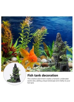 Generic Fish Tank Rockery, Aquarium Decoration Resin Moss Stone Ornament Aquarium Mountain View Ornament Rock Hiding Cave Stone Resin Tree Fish Tank Decoration Fish Shlter Hiding Decor, 1 Pcs  - Image 2