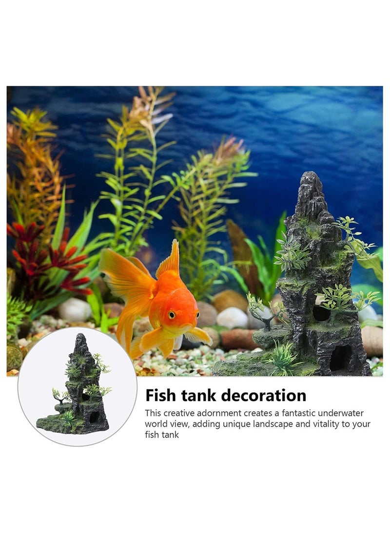 ماركة غير محددة Fish Tank Rockery, Aquarium Decoration Resin Moss Stone Ornament Aquarium Mountain View Ornament Rock Hiding Cave Stone Resin Tree Fish Tank Decoration Fish Shlter Hiding Decor, 1 Pcs  - Image 2