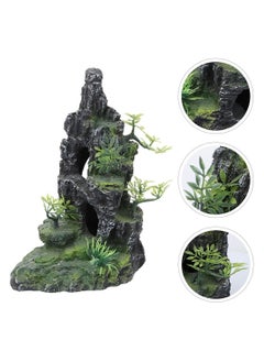 Generic Fish Tank Rockery, Aquarium Decoration Resin Moss Stone Ornament Aquarium Mountain View Ornament Rock Hiding Cave Stone Resin Tree Fish Tank Decoration Fish Shlter Hiding Decor, 1 Pcs  - Image 5