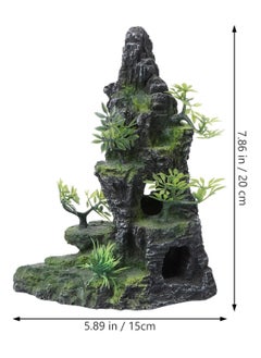Generic Fish Tank Rockery, Aquarium Decoration Resin Moss Stone Ornament Aquarium Mountain View Ornament Rock Hiding Cave Stone Resin Tree Fish Tank Decoration Fish Shlter Hiding Decor, 1 Pcs  - Image 4