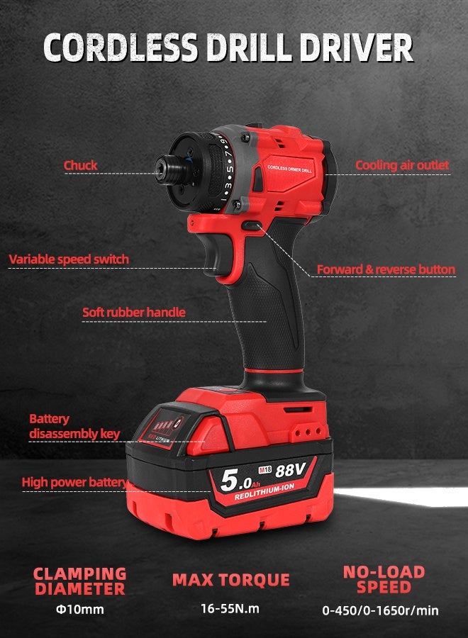 ALongDeng 21V Cordless Power Tools 3-Piece Impact Driver Angle Grinder Impact Wrench Includes 2 Batteries and Charger for Professional and DIY Projects - Image 3