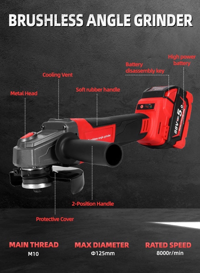 ALongDeng 21V Cordless Power Tools 3-Piece Impact Driver Angle Grinder Impact Wrench Includes 2 Batteries and Charger for Professional and DIY Projects - Image 4