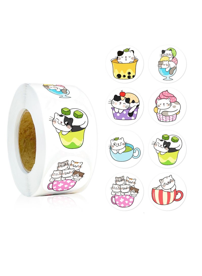 500 Round Cartoon Animal Stickers Per, Children'S Teacher Reward Stickers School Supplies, Small Animal Reward Roll Stickers Toilet Training Stickers, Suitable For School Classroom Home, Eight Patte - Image 1