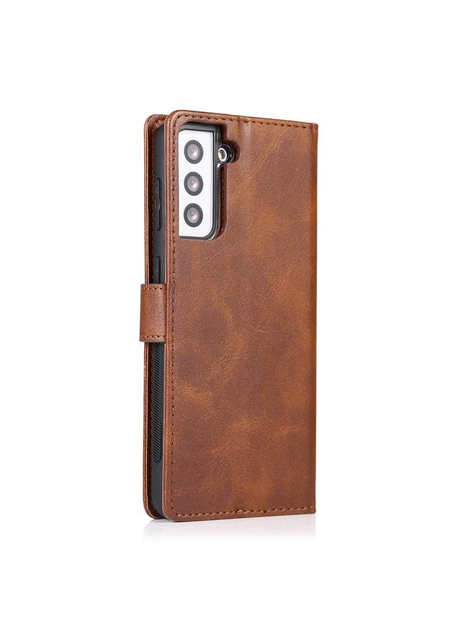 اس-توب جراب لهاتف Samsung Galaxy S21+ 5G من جلد العجل 2 في 1، غطاء خلفي مغناطيسي قابل للفصل، جراب جلدي أفقي قابل للطي مع حامل وفتحات للبطاقات ومحفظة وإطار للصور - Image 3