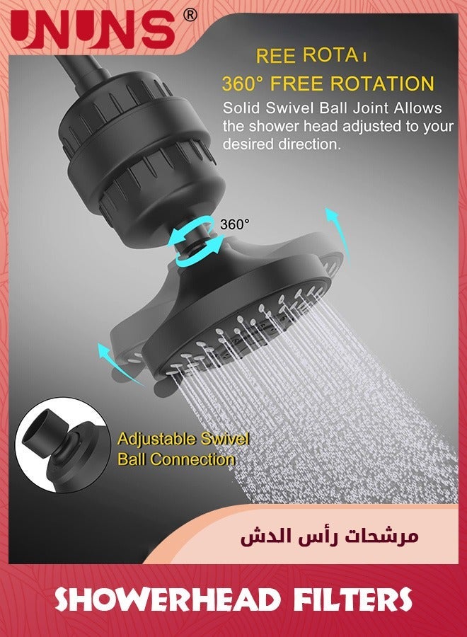 UNUNS Shower Head With Filters,5 Modes Filter For Hard Water,15 Stage Water Showerhead Remove Chlorine And Harmful Substances  - Image 5