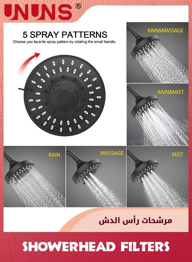 UNUNS Shower Head With Filters,5 Modes Filter For Hard Water,15 Stage Water Showerhead Remove Chlorine And Harmful Substances  - Image 4