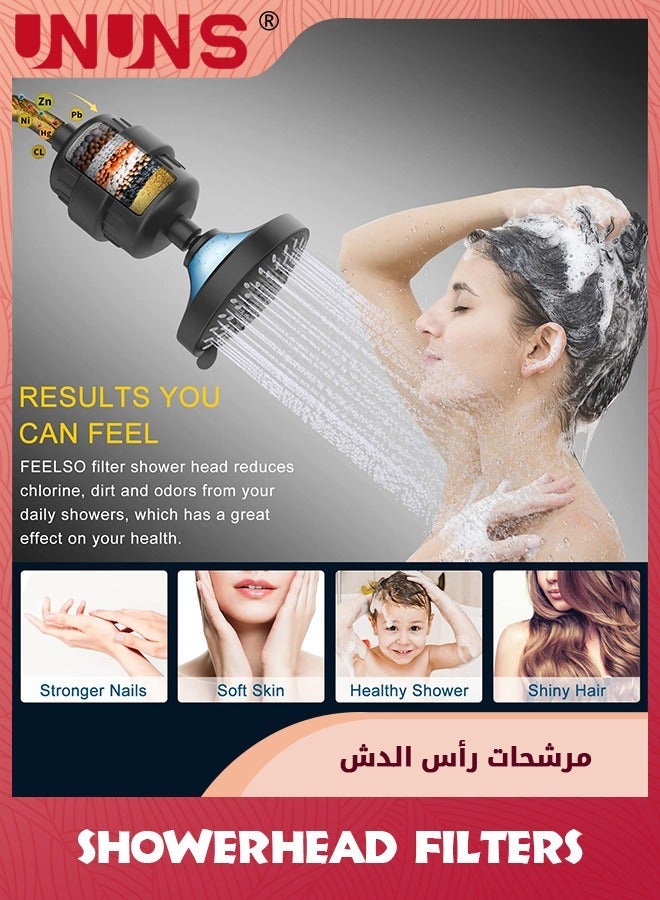 UNUNS Shower Head With Filters,5 Modes Filter For Hard Water,15 Stage Water Showerhead Remove Chlorine And Harmful Substances  - Image 3
