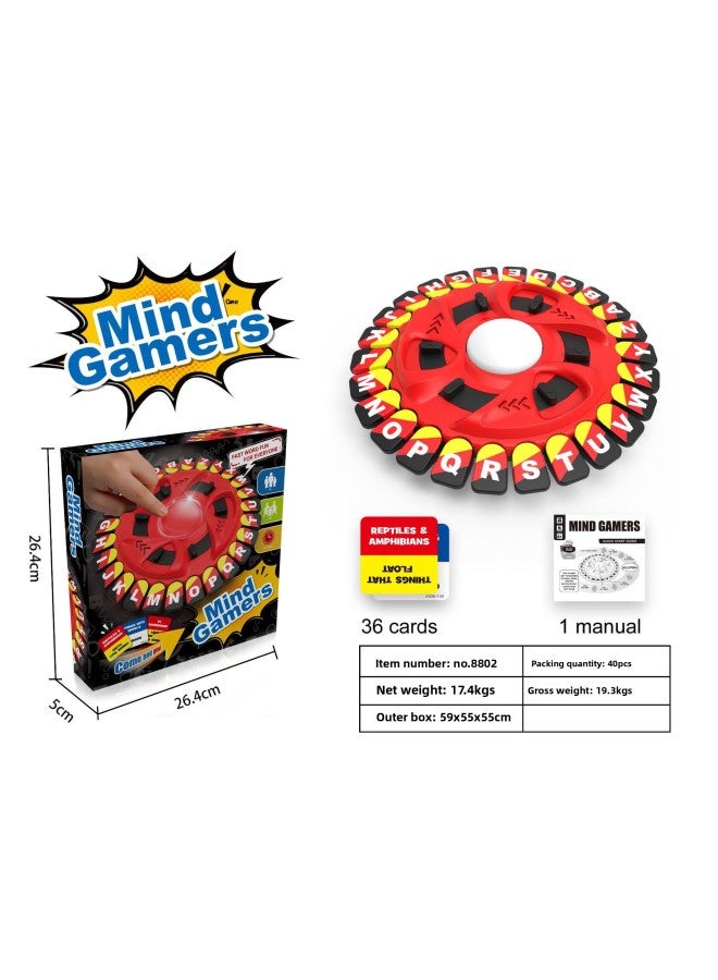 لعبة لوحة كروس بوردر 26 مفتاحًا على شكل قرص دوار، لعبة تفاعلية من MindGamers لتخفيف الضغط على الحروف الأبجدية المجنونة - اللون: Xdl8802-26 لعبة طاولة الحروف الرئيسية (صندوق ألوان إنجليزي) - Image 1