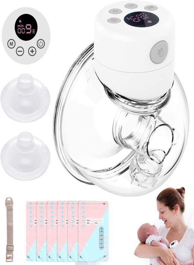 مي وان المضخة الكهربائية القابلة للارتداء للسيدات بدون استخدام اليدين,مضخة الثدي الكهربائية بدون استخدام اليدين, شفاط حليب شفاطة حليب الثدي الالكترونية, جهاز شفط الحليب الكهربائي بالاضافة الى 6 حافظات للحليب الطبيعي قابل للتخزين - Image 1