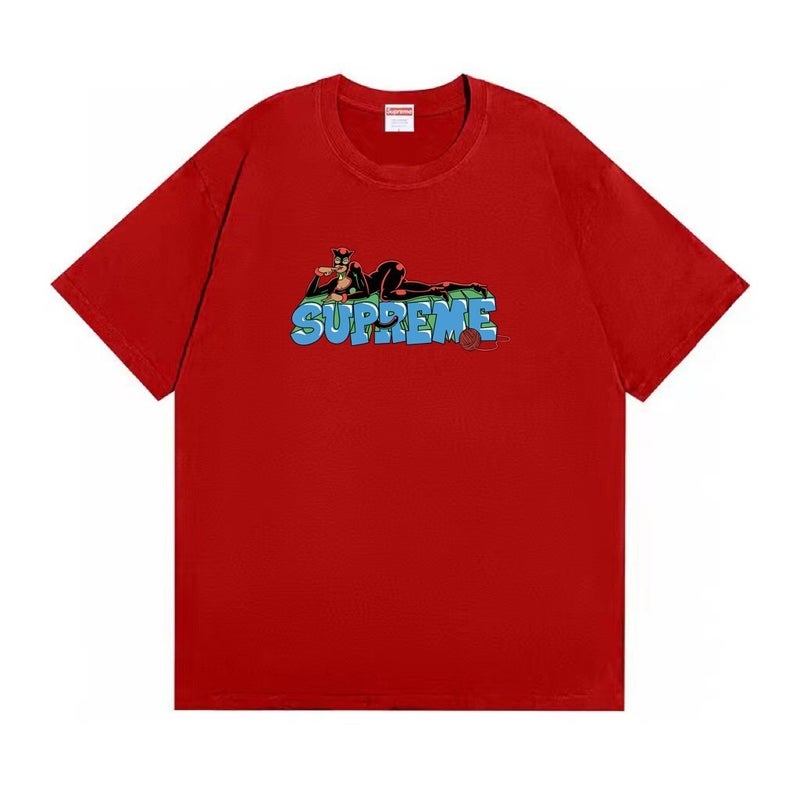 SUPREME 26FW New Trendy SUP American Retro Letter Print All-Match Short Sleeve T-Shirt - Image 1