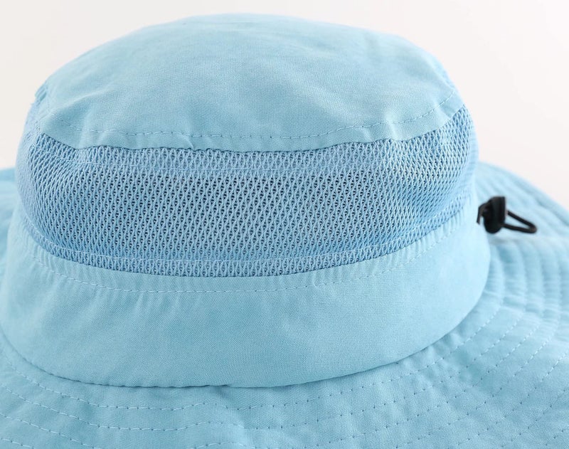 Connectyle Kid's Wide Brim Sun Hat Boys Breathable Mesh Bucket Hat for Summer Beach Hat UPF 50+ Safari Hiking Hat Light Blue - Image 2