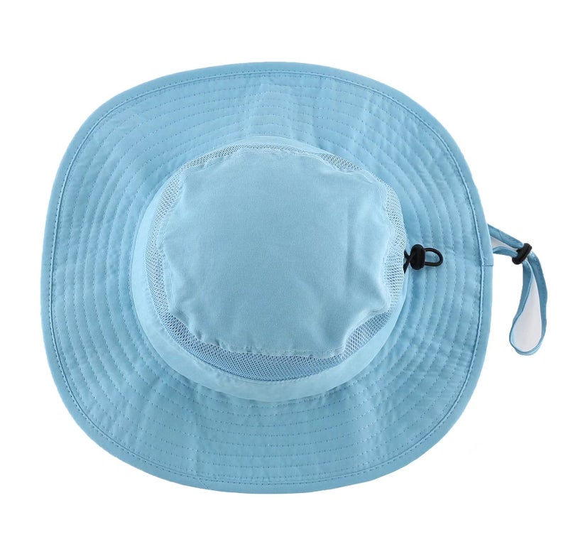 Connectyle Kid's Wide Brim Sun Hat Boys Breathable Mesh Bucket Hat for Summer Beach Hat UPF 50+ Safari Hiking Hat Light Blue - Image 4