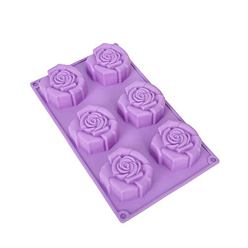 Wetco 6Cavity Rose Flower Candy Chocolate Making Baking Silicone Mold Random Color