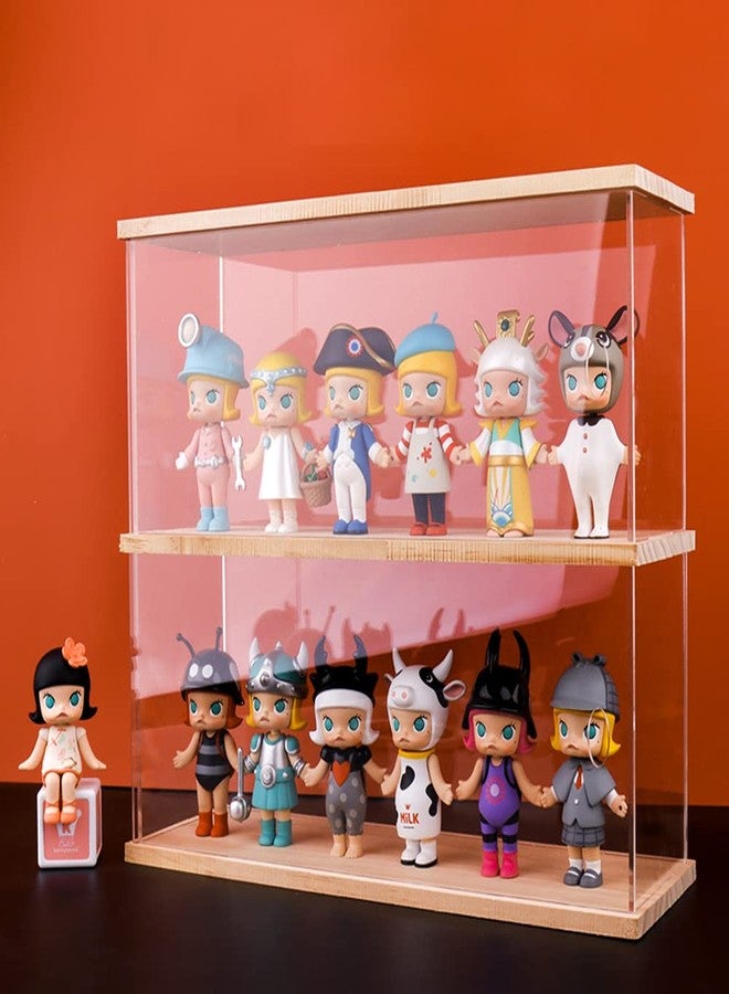 Nynelly 2-Level Clear Acrylic Display Case, Dustproof Showcase for Collection Bricks Blocks Toys Models Minifigures Building, Removable,Walnut - Image 1