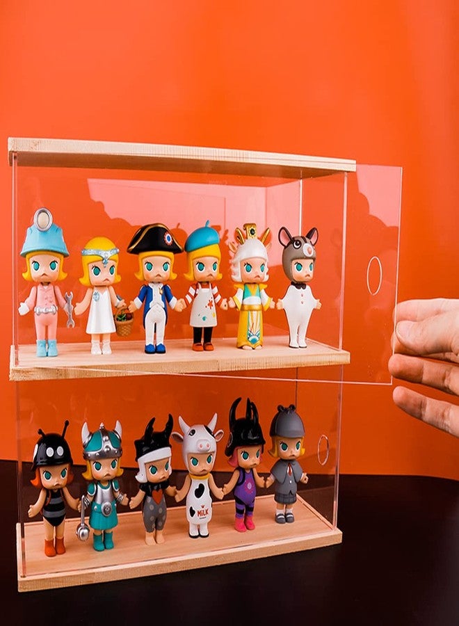 Nynelly 2-Level Clear Acrylic Display Case, Dustproof Showcase for Collection Bricks Blocks Toys Models Minifigures Building, Removable,Walnut - Image 3