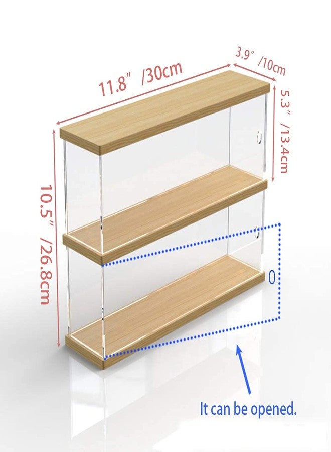 Nynelly 2-Level Clear Acrylic Display Case, Dustproof Showcase for Collection Bricks Blocks Toys Models Minifigures Building, Removable,Walnut - Image 2