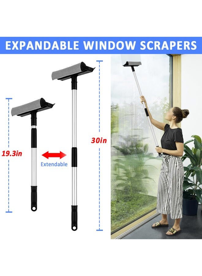 HLWDFLZ Microfiber Duster Kit 23pcs with 30 to 100 Inches Extension Pole and Extendable Window Squeegee, Washable and Bendable Feather Duster for Cleaning Ceiling Fans, High Ceilings, Cobwebs, Blinds - Image 4