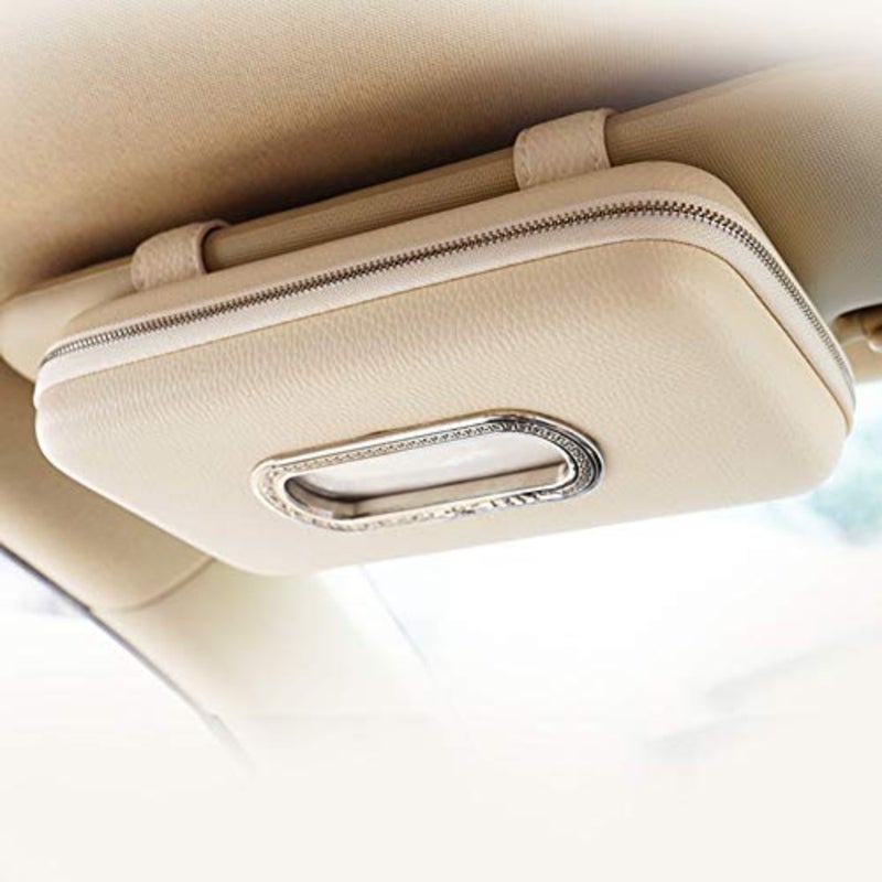 Car Tissue Holder, Sun Visor Napkin Holder, Car Visor Tissue Holder, Luxury PU Leather Backseat Tissue Case Holder - Image 1