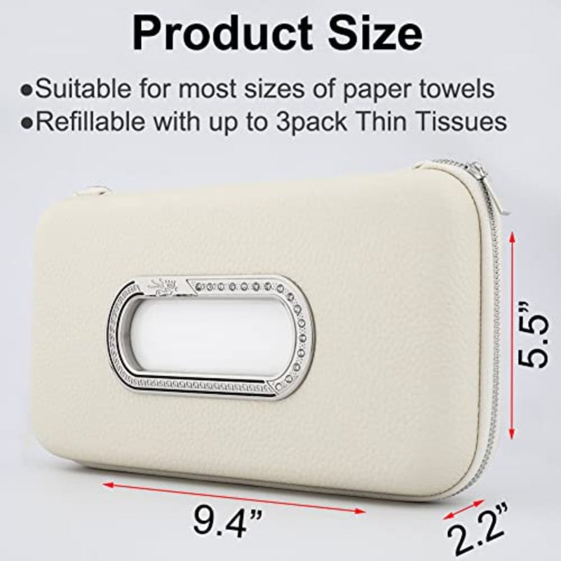 Car Tissue Holder, Sun Visor Napkin Holder, Car Visor Tissue Holder, Luxury PU Leather Backseat Tissue Case Holder - Image 3